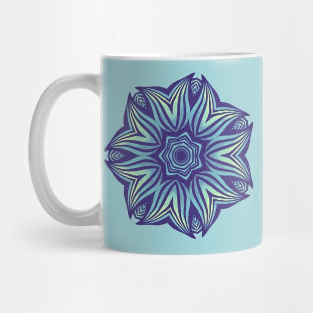 Abstract Flower Mandala Purple Blue Kaleidoscopic Art by Boriana Giormova